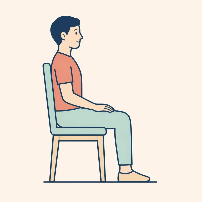 Person sitting with their back supported and feet flat
